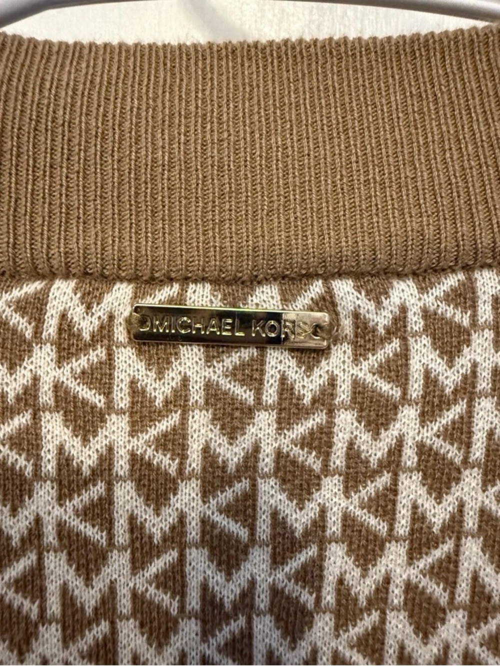 Michael Kors Long Logo Knit Cardigan Large Cotton Blend NWOT - Picture 4 of 5
